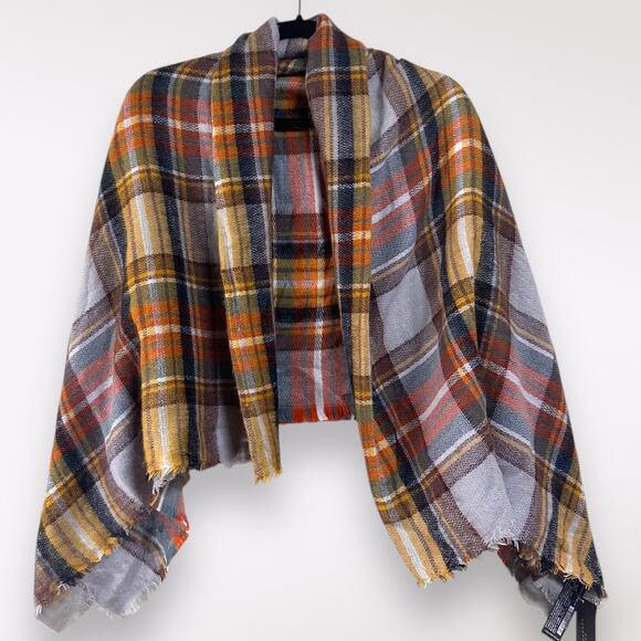 NWT ZARA Plaid Red Black Huge Blanket Scarf Acrylic Soft‎ Warm Winter Cold Fall - Picture 1 of 6